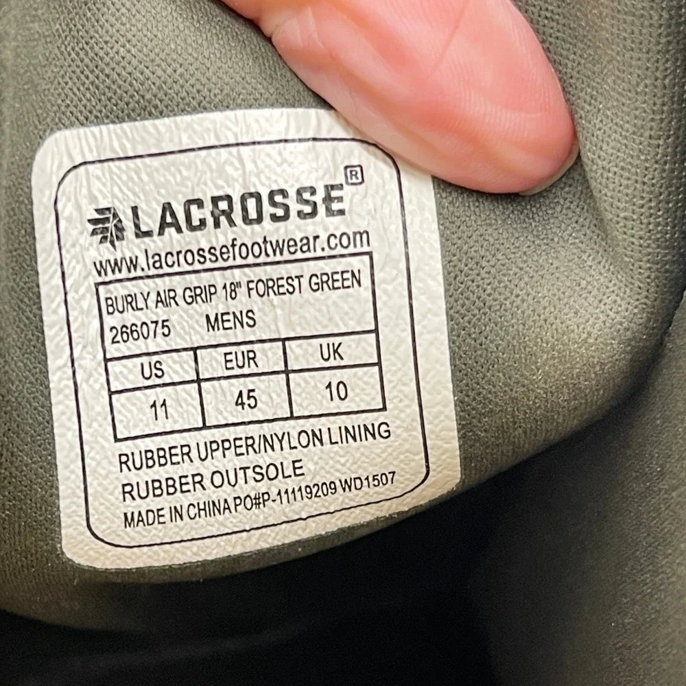LaCrosse Burly Air Grip 800 Hunting Boots Mens 11 Insulated Cold Weather Rugged